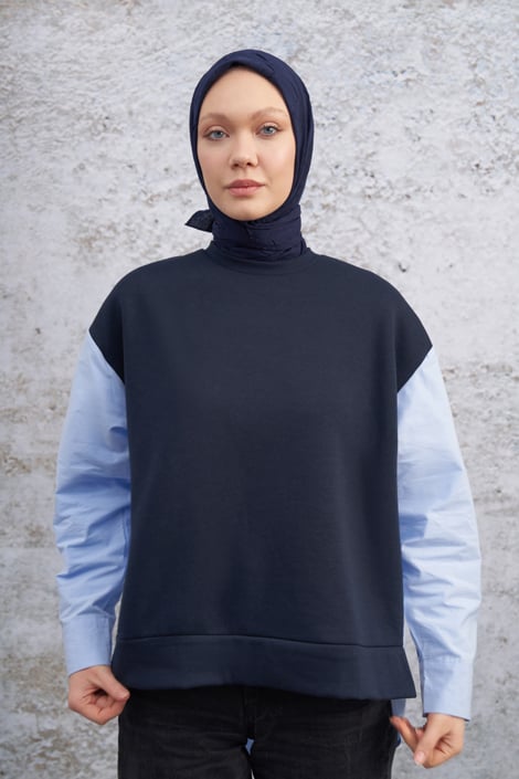 BAMBU KRAŞ DESEN EŞARP - LACİVERT