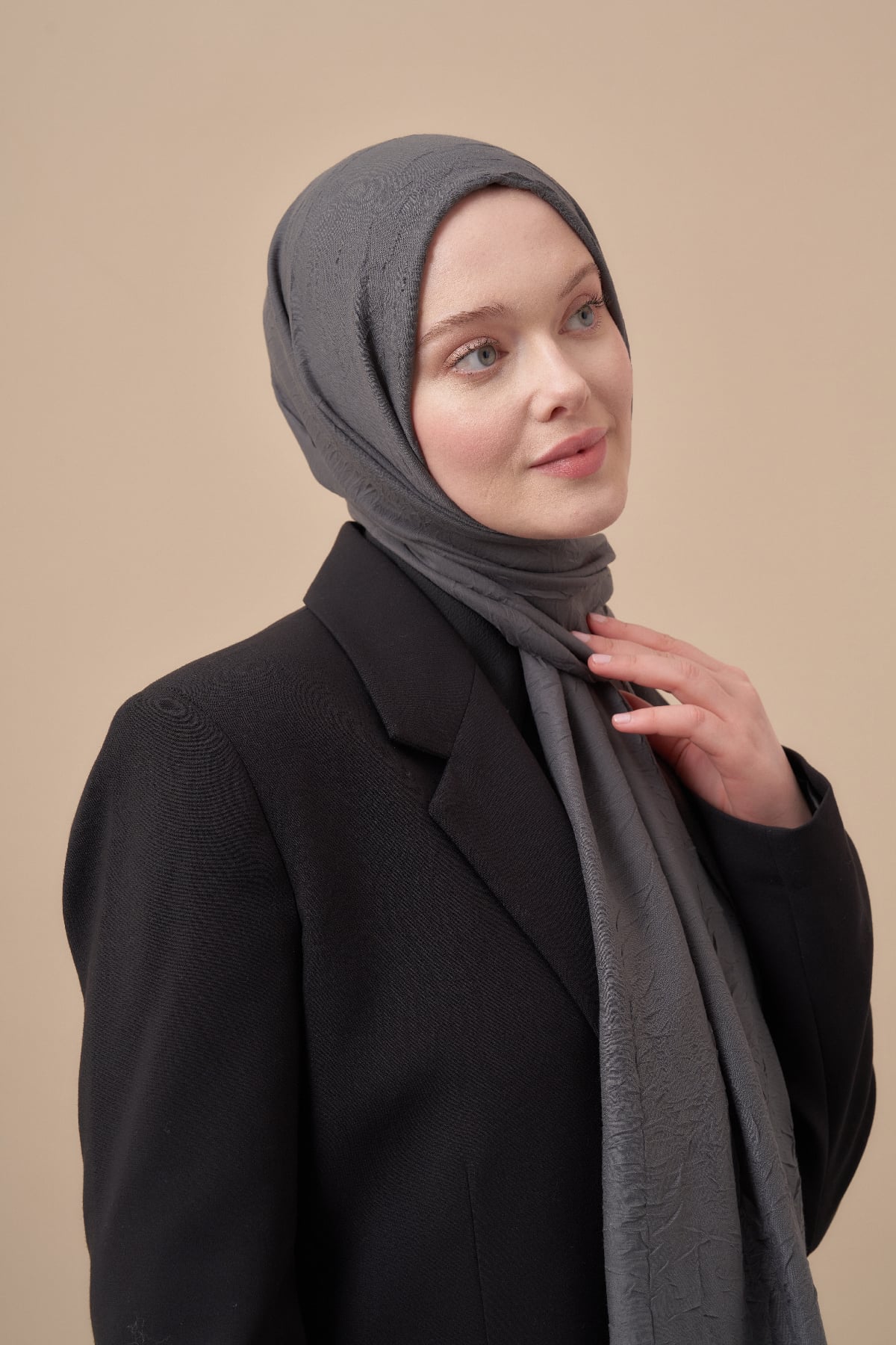 BAMBU KRAŞ DESEN ŞAL - ANTRASİT