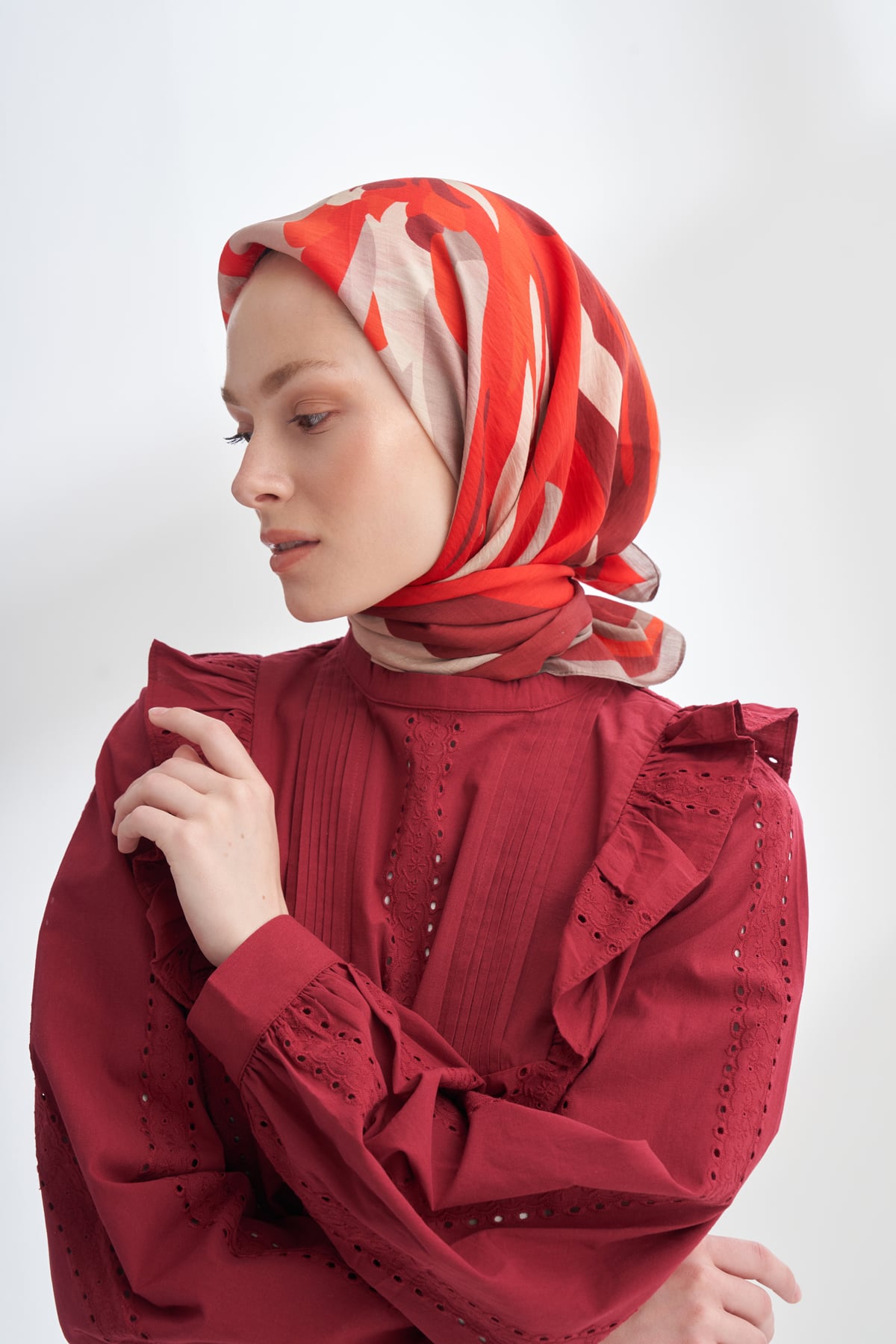 BLOOM FLOW DESEN THE TENCEL EDIT EŞARP - BORDO