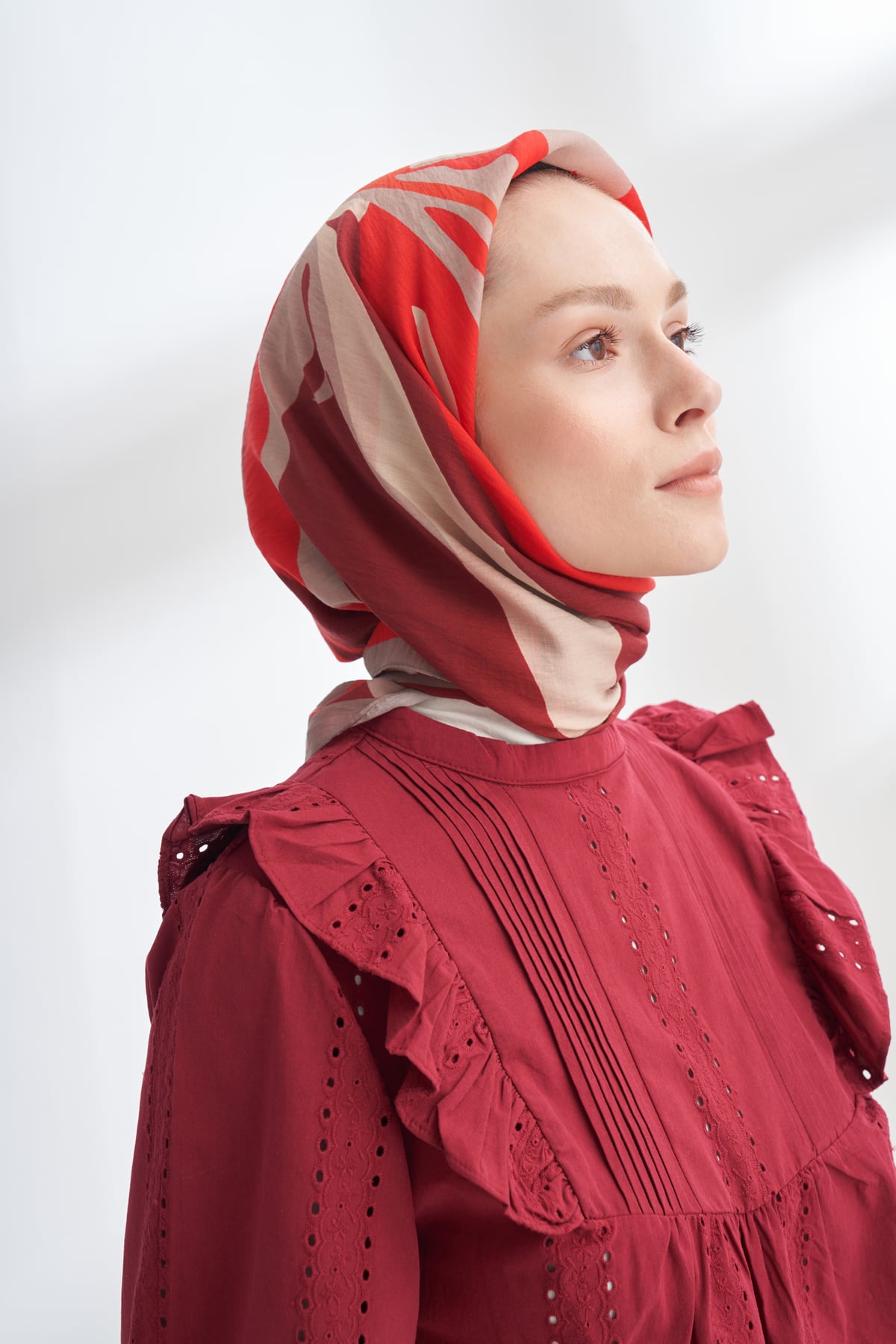 BLOOM FLOW DESEN THE TENCEL EDIT EŞARP - BORDO