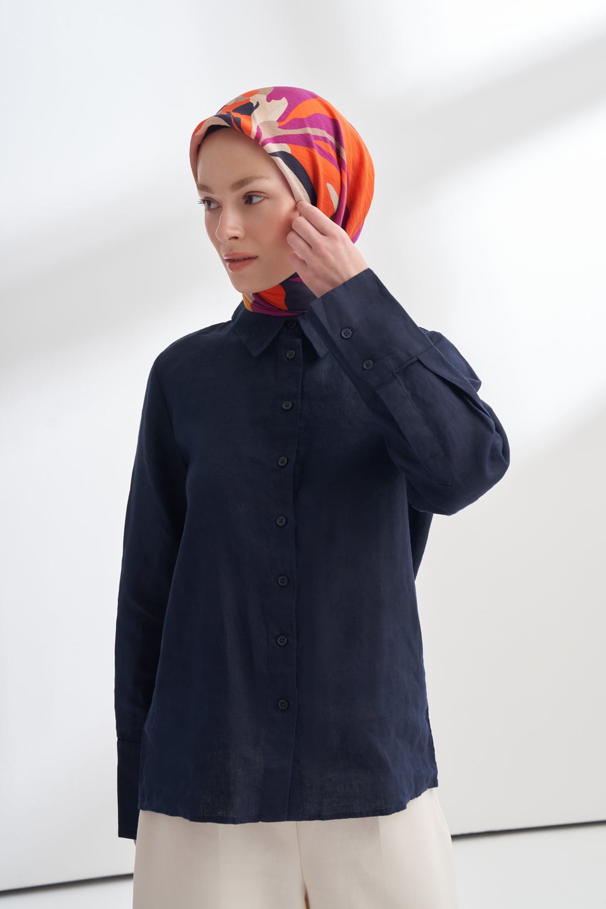 BLOOM FLOW DESEN THE TENCEL EDIT EŞARP - LACİVERT - MÜRDÜM