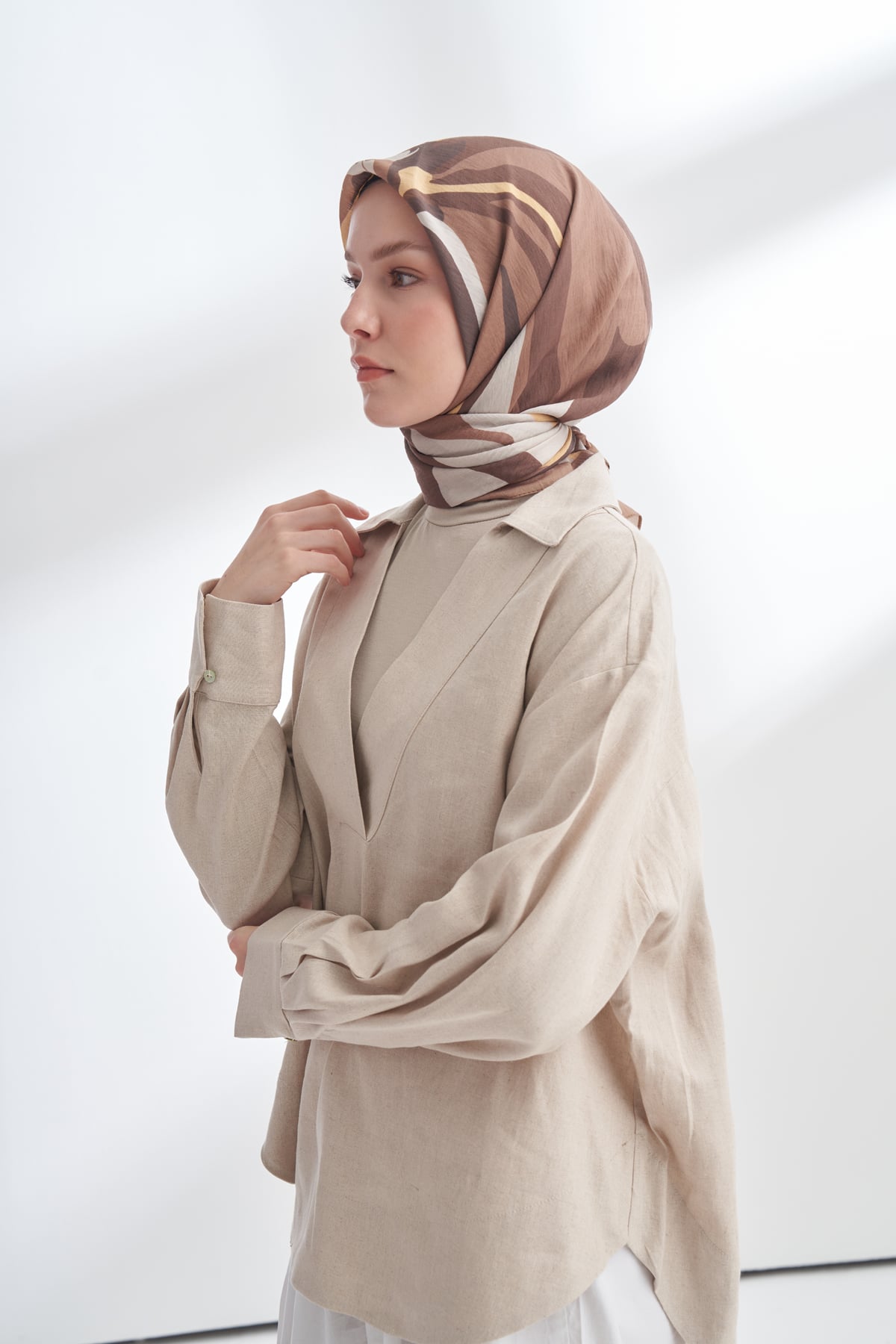 BLOOM FLOW DESEN THE TENCEL EDIT EŞARP - VİZON