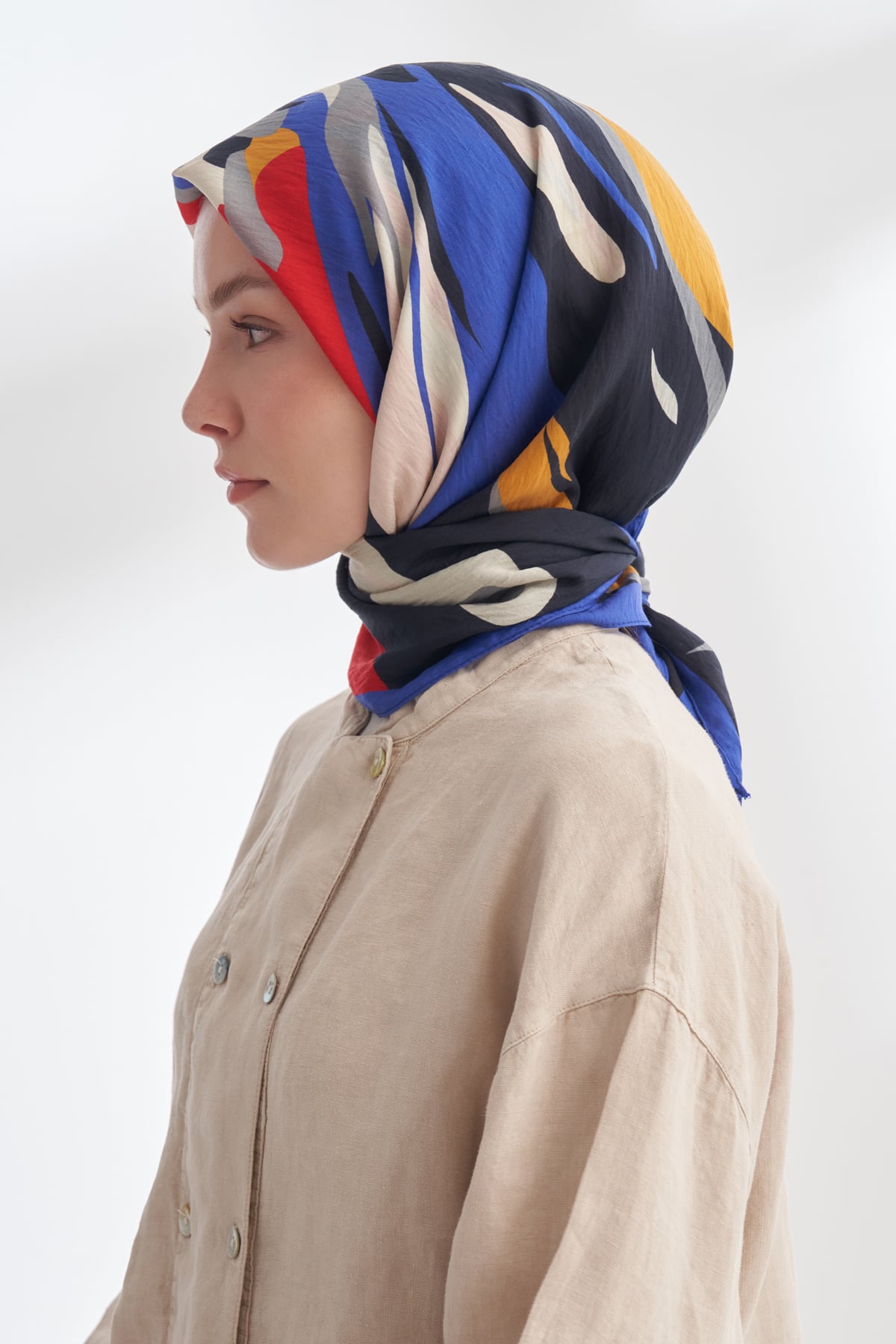 BLOOM FLOW DESEN THE TENCEL EDIT EŞARP - SAKS - LACİVERT