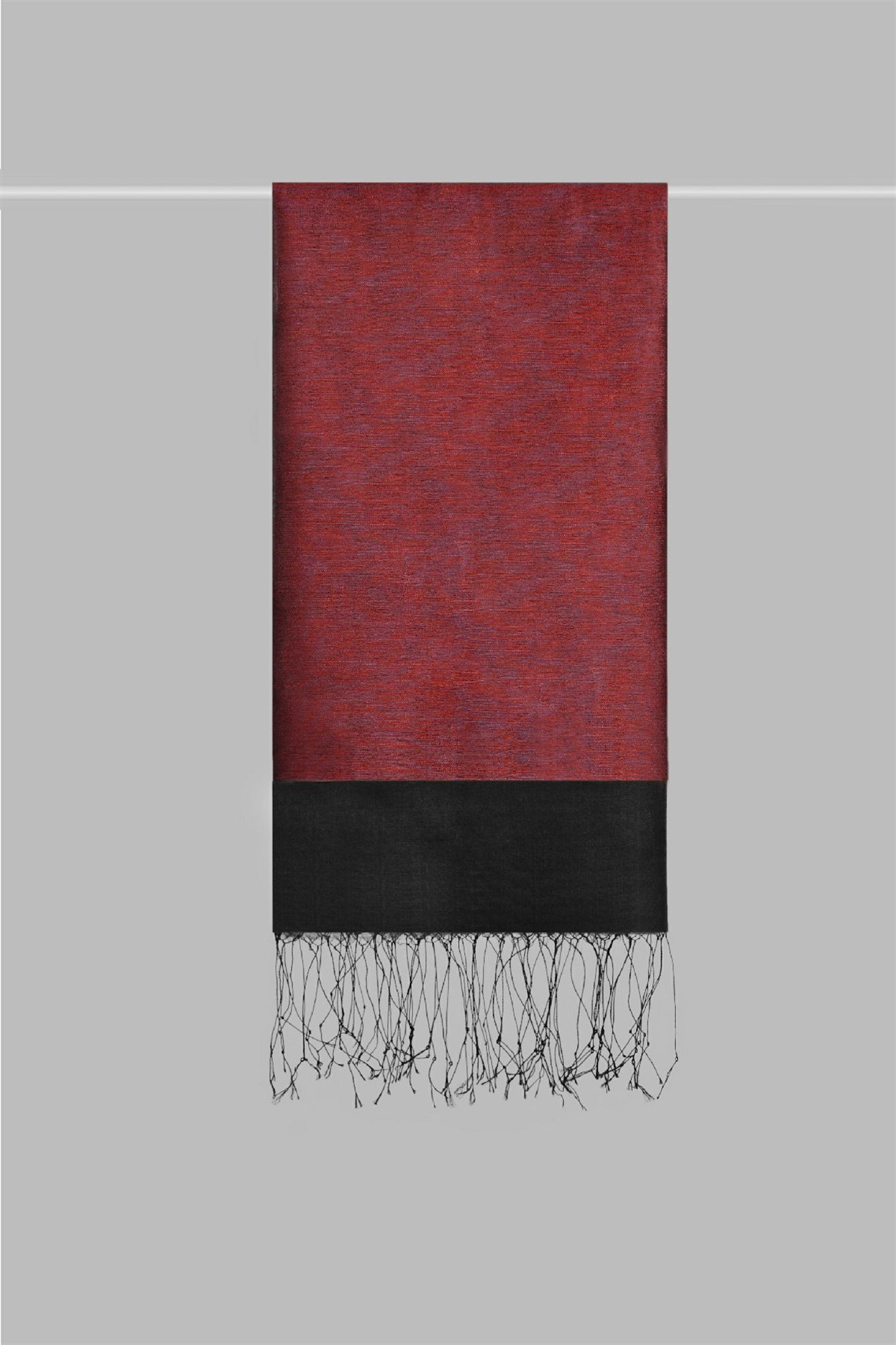 ÇİFT KAT TÜLLÜ ŞAL - SİYAH - BORDO