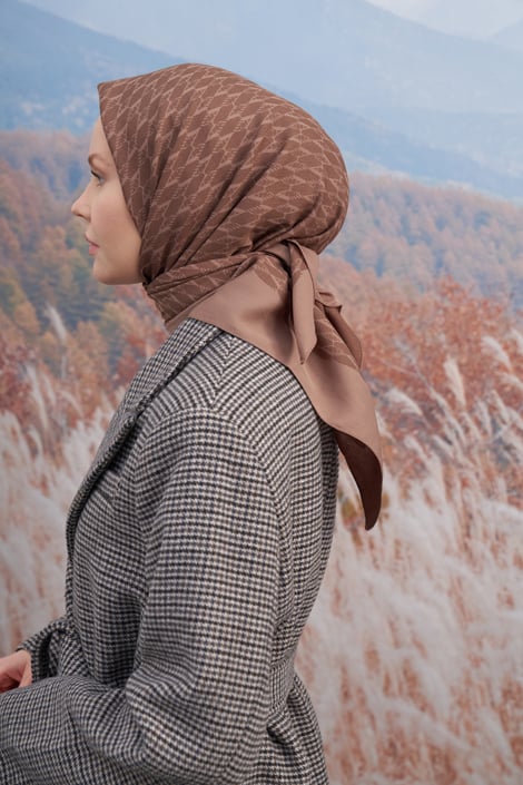 COTTON MONOGRAM EŞARP - KAHVE