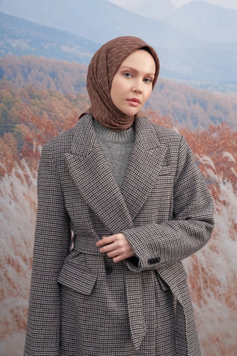 COTTON MONOGRAM EŞARP - KAHVE