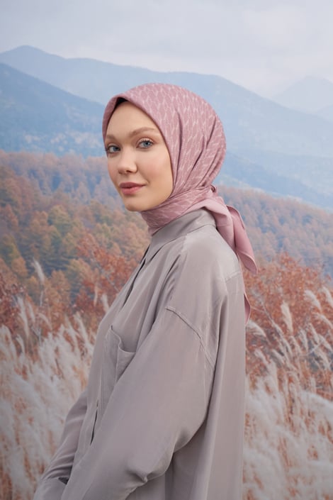 COTTON MONOGRAM EŞARP - PUDRA