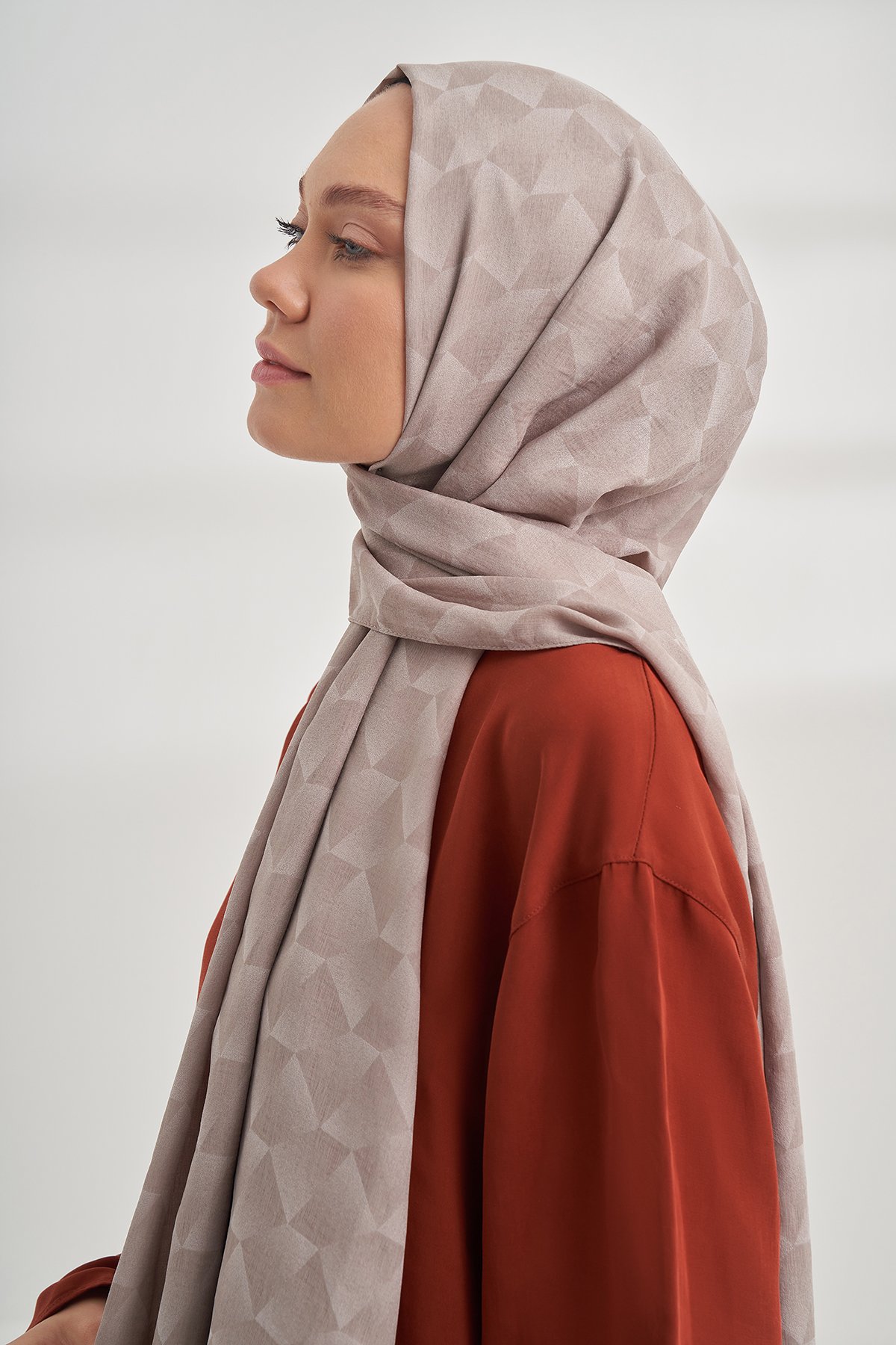 COTTON MONOGRAM GEOMETRİK DESEN ŞAL - AÇIK VİZON
