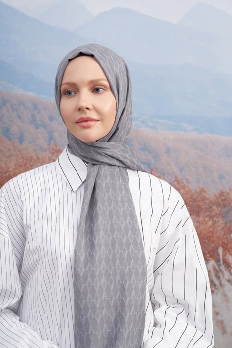 COTTON MONOGRAM ŞAL - GRİ
