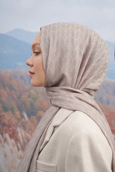 COTTON MONOGRAM ŞAL - VİZON