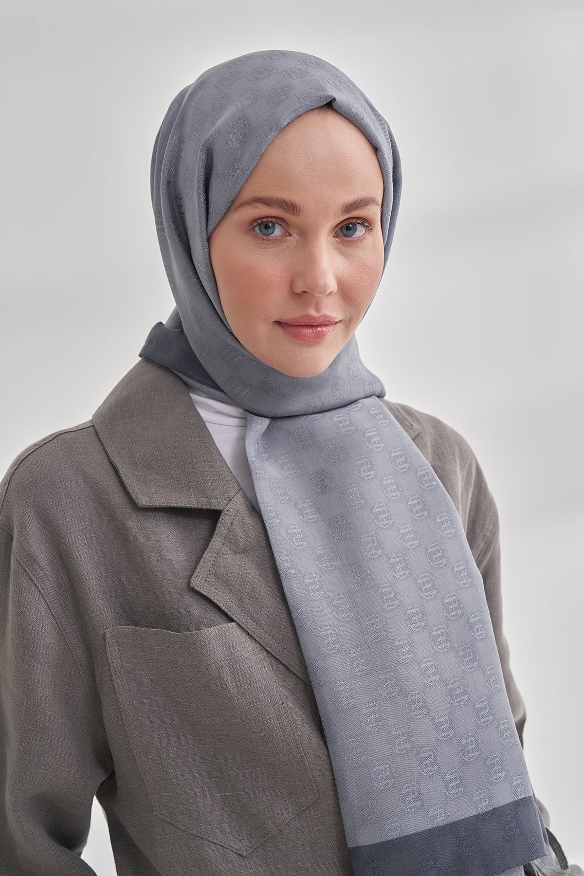 DAMA MONOGRAM ŞAL - GRİ