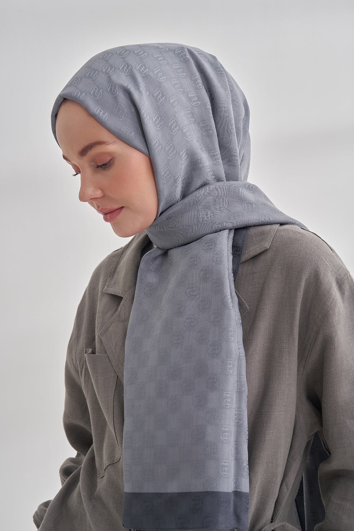 DAMA MONOGRAM ŞAL - GRİ
