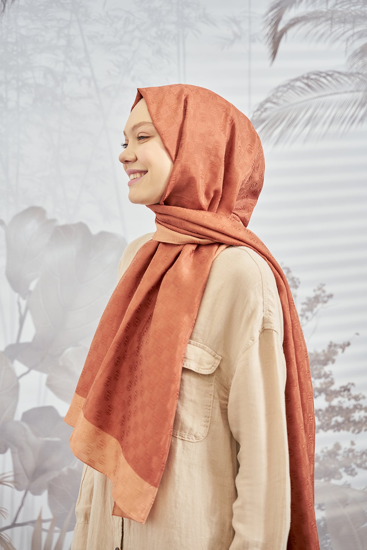 DAMA MONOGRAM ŞAL - KİREMİT