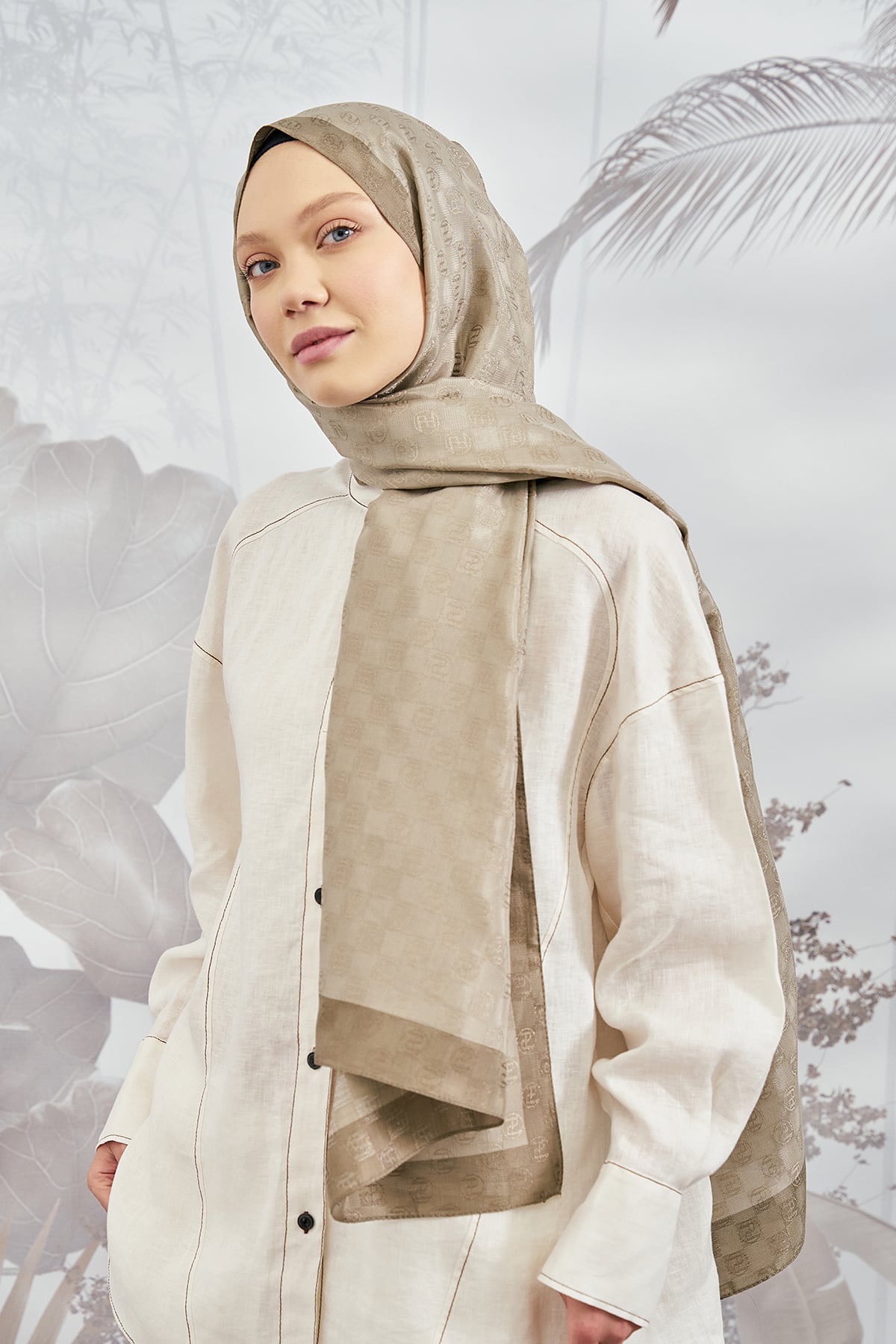 DAMA MONOGRAM ŞAL - VİZON