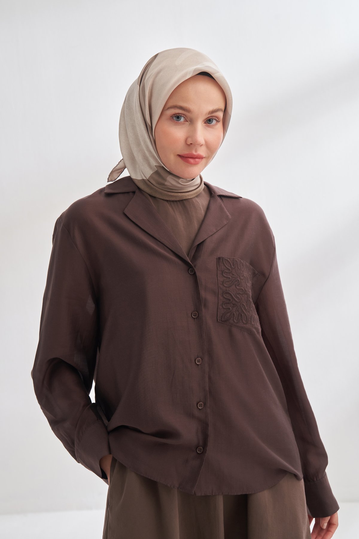 DESERT DESEN TWILL İPEK EŞARP - TAŞ