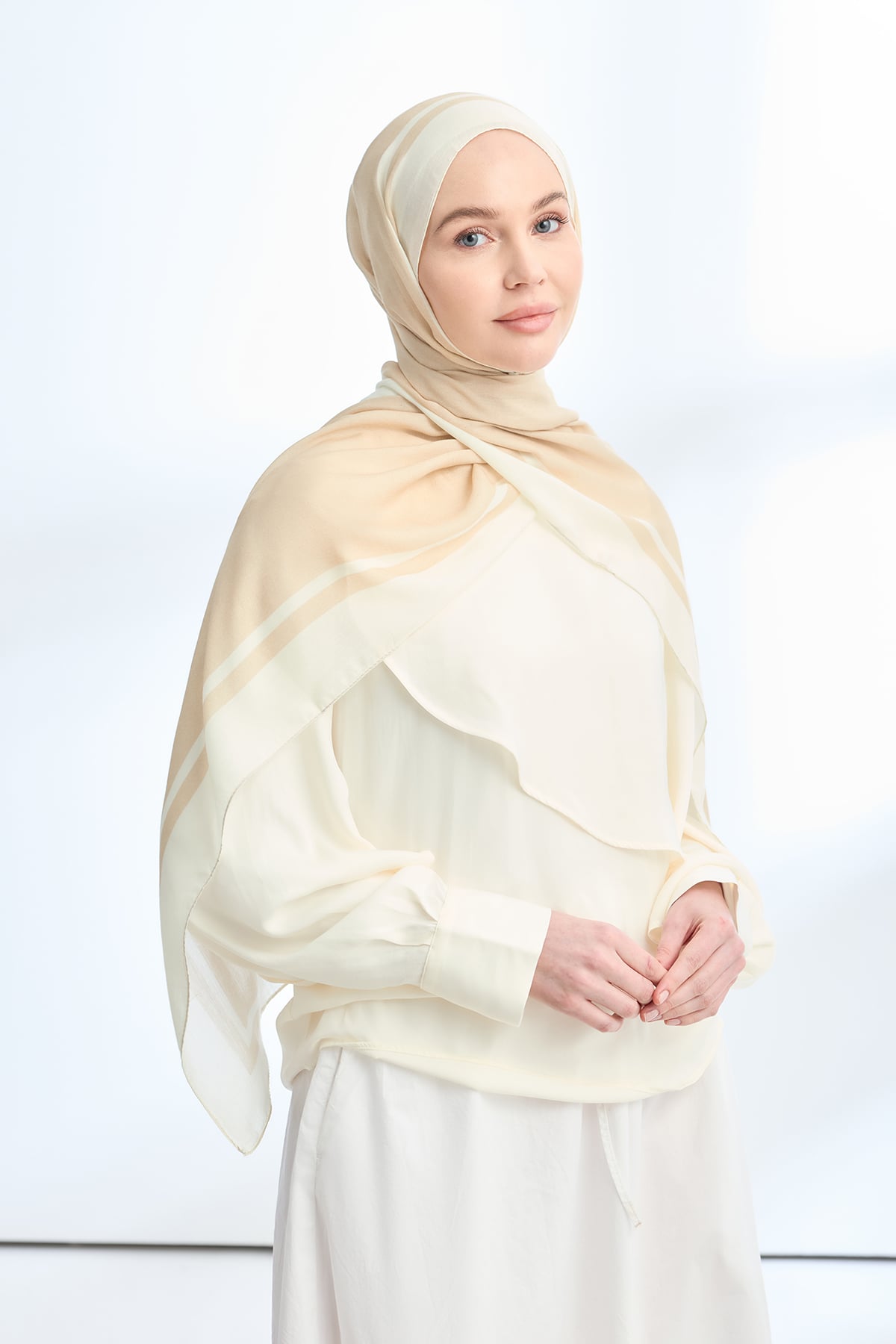 ELEGANT HARMONY FRAME DESEN ŞAL -  BEJ