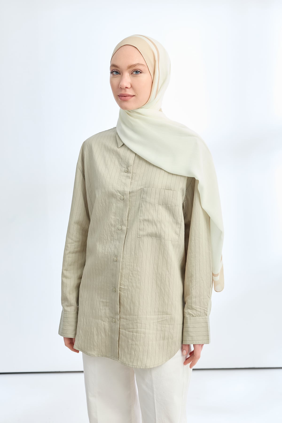 ELEGANT HARMONY FRAME DESEN ŞAL - EKRU - BEJ