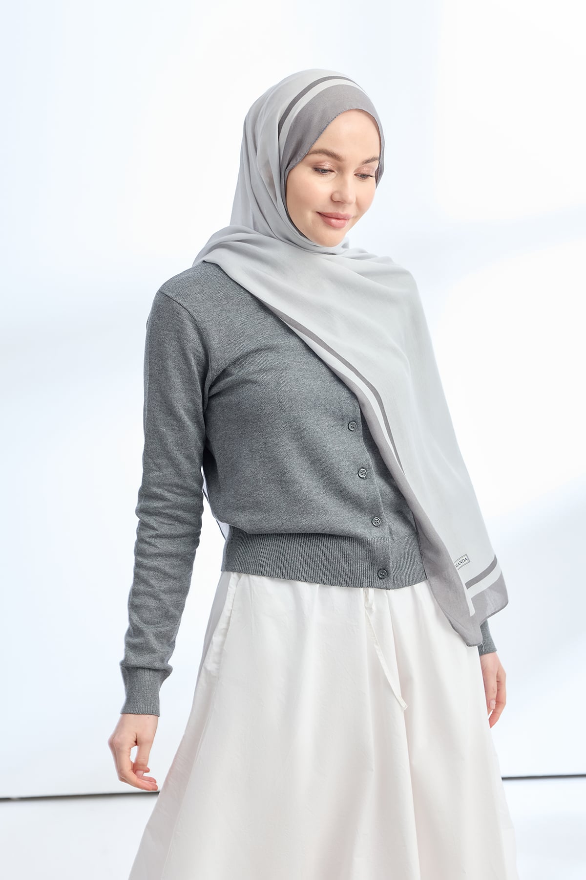 ELEGANT HARMONY FRAME DESEN ŞAL - GÜMÜŞ - GRİ