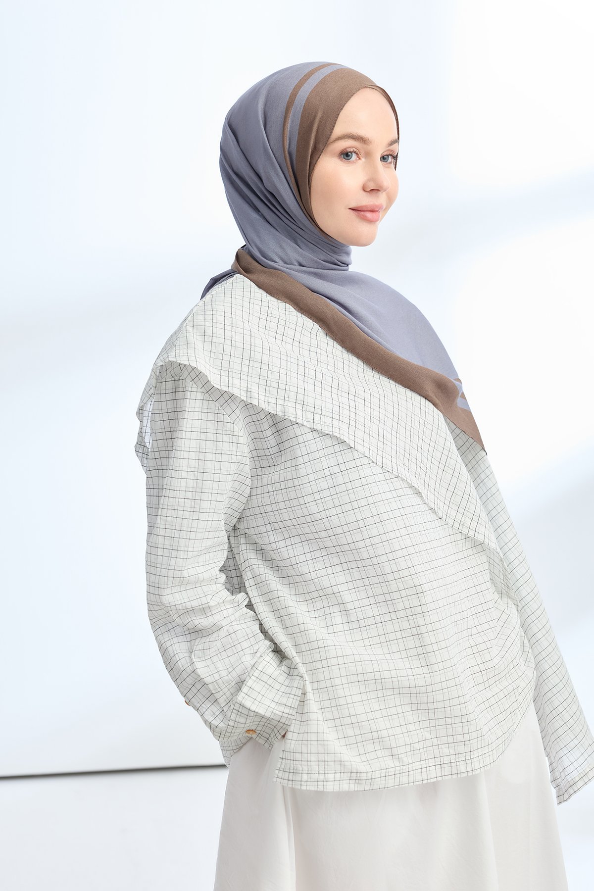 ELEGANT HARMONY FRAME DESEN ŞAL - HAVACI MAVİ