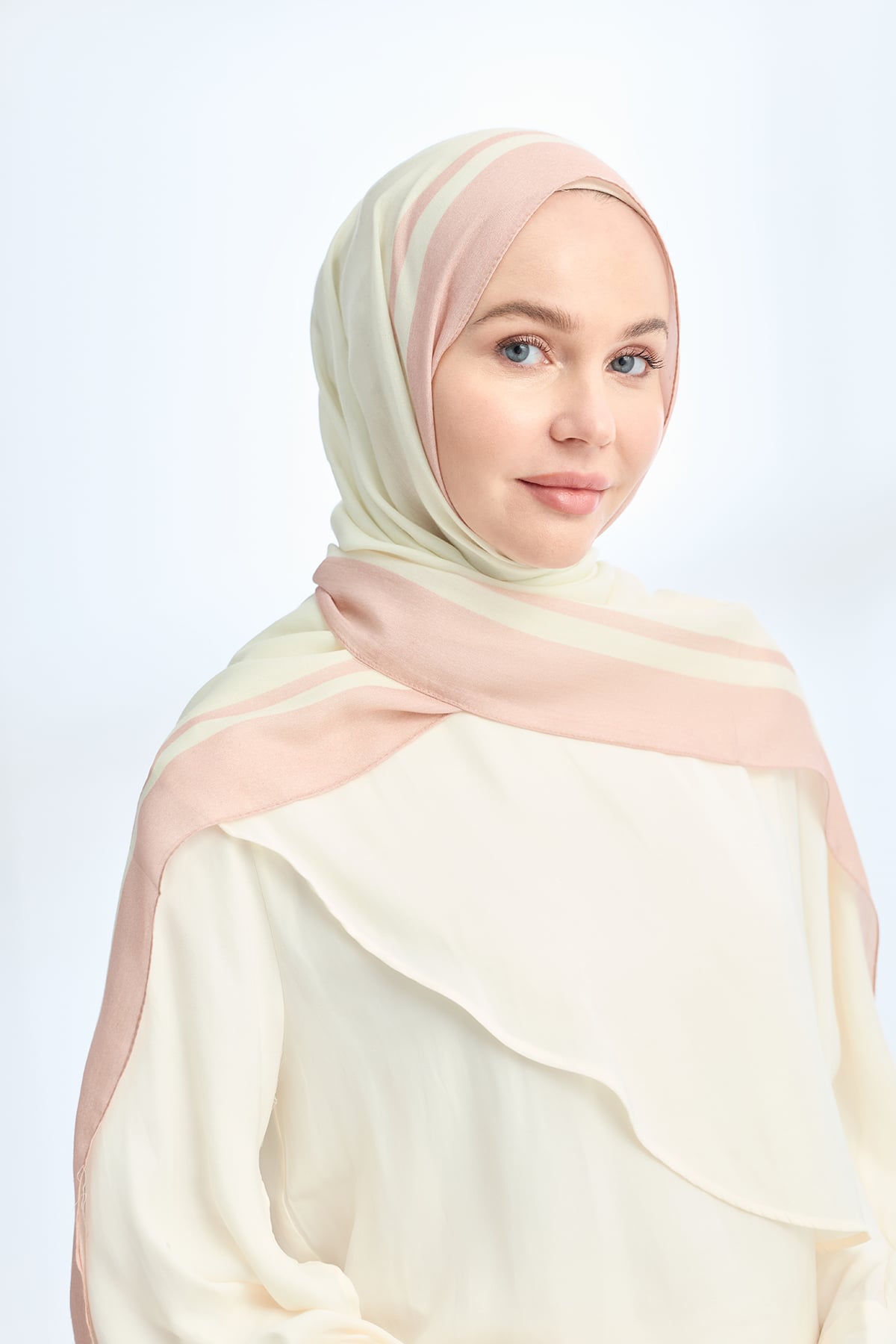 ELEGANT HARMONY FRAME DESEN ŞAL - KREM - PUDRA