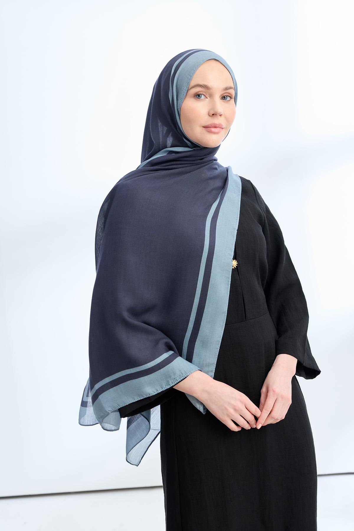 ELEGANT HARMONY FRAME DESEN ŞAL - LACİVERT - MAVİ