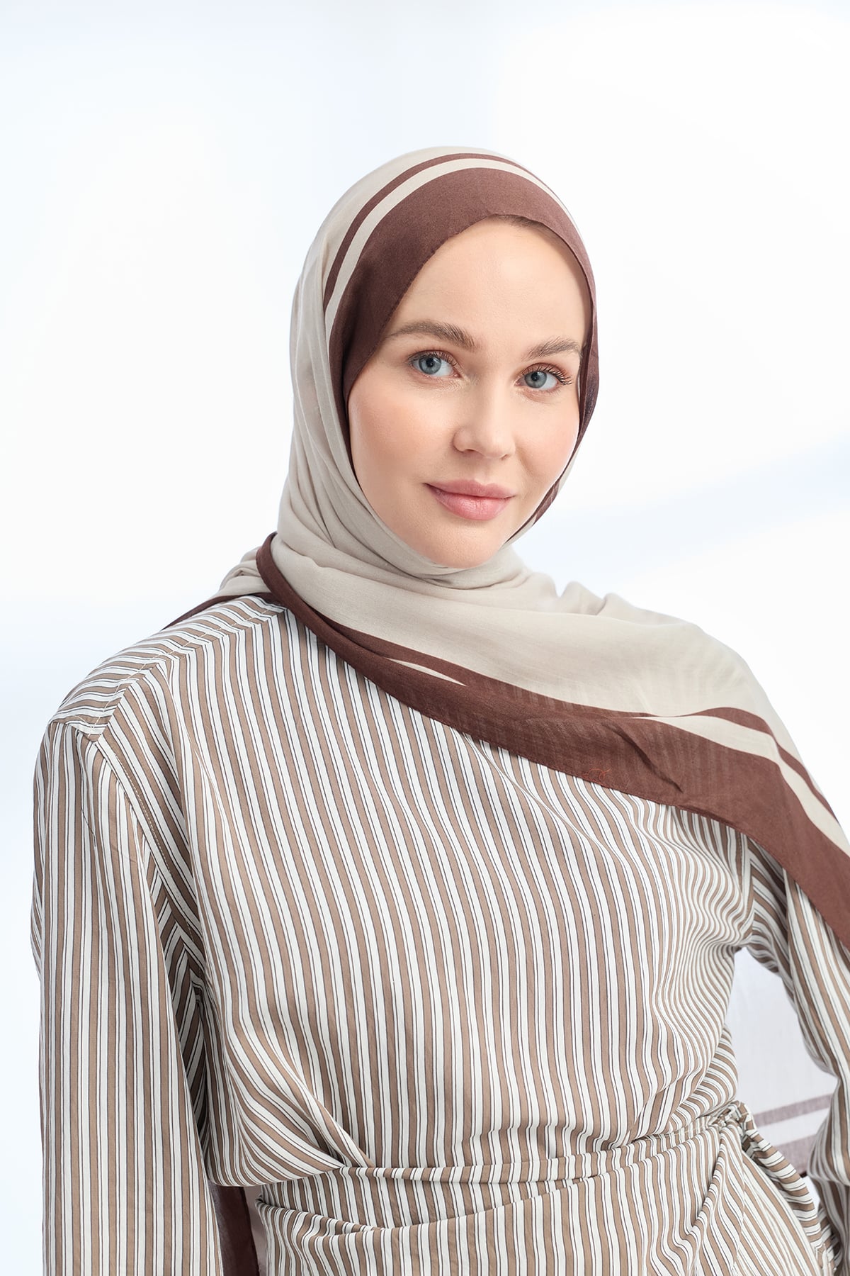 ELEGANT HARMONY FRAME DESEN ŞAL - TAŞ - KAHVE