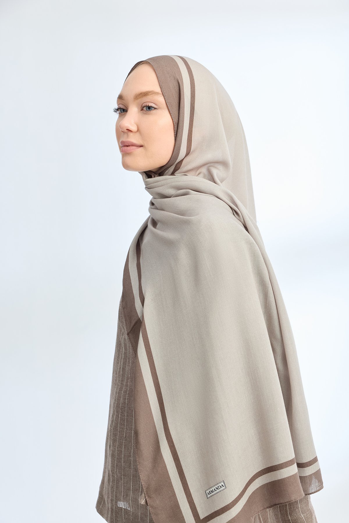 ELEGANT HARMONY FRAME DESEN ŞAL -  VİZON