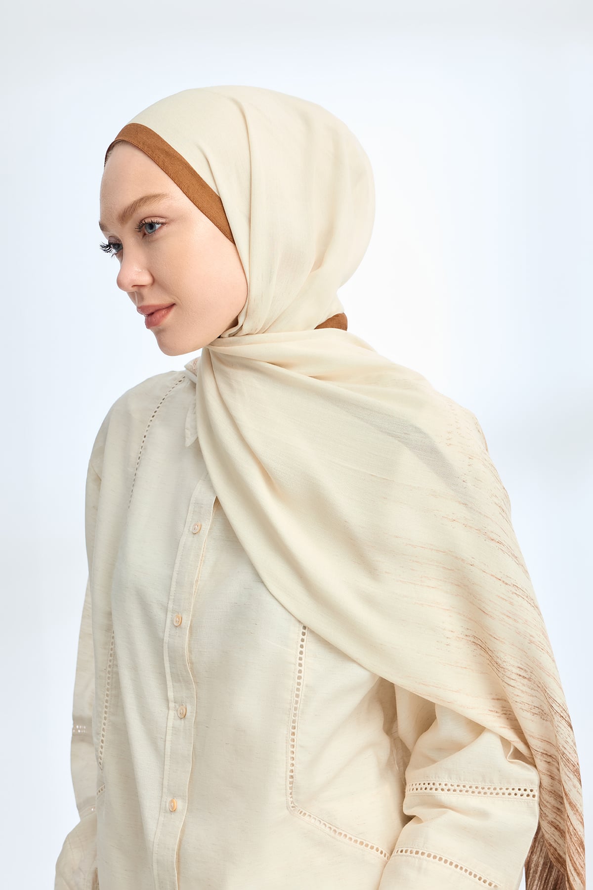 ELEGANT HARMONY LINORA DESEN ŞAL  - AÇIK KAHVE