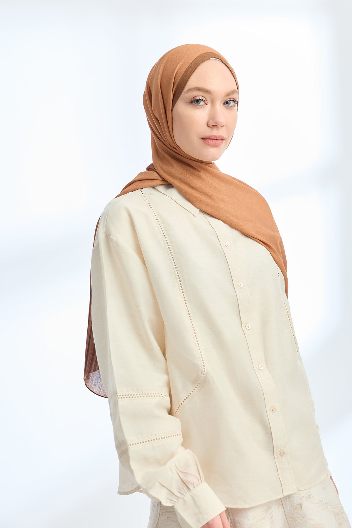 ELEGANT HARMONY LINORA DESEN ŞAL  - CAMEL