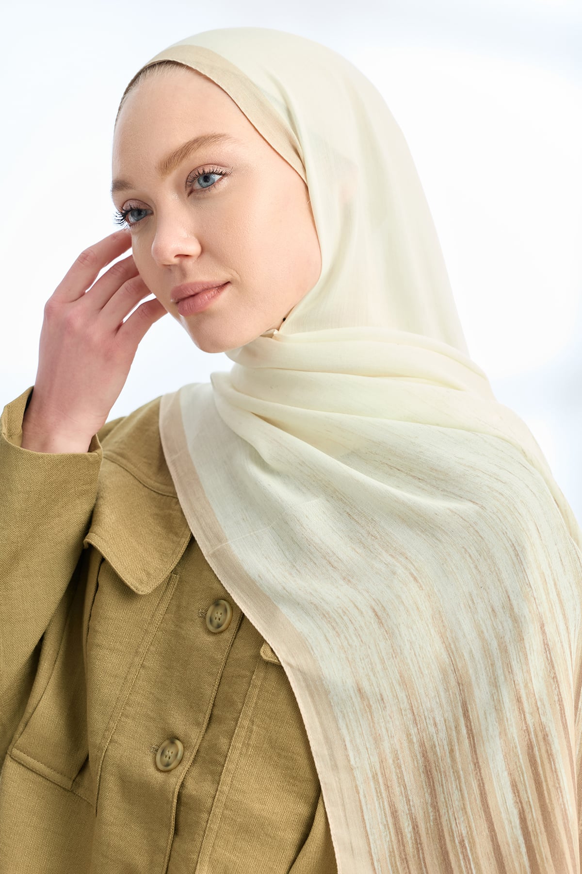 ELEGANT HARMONY LINORA DESEN ŞAL  - EKRU - BEJ