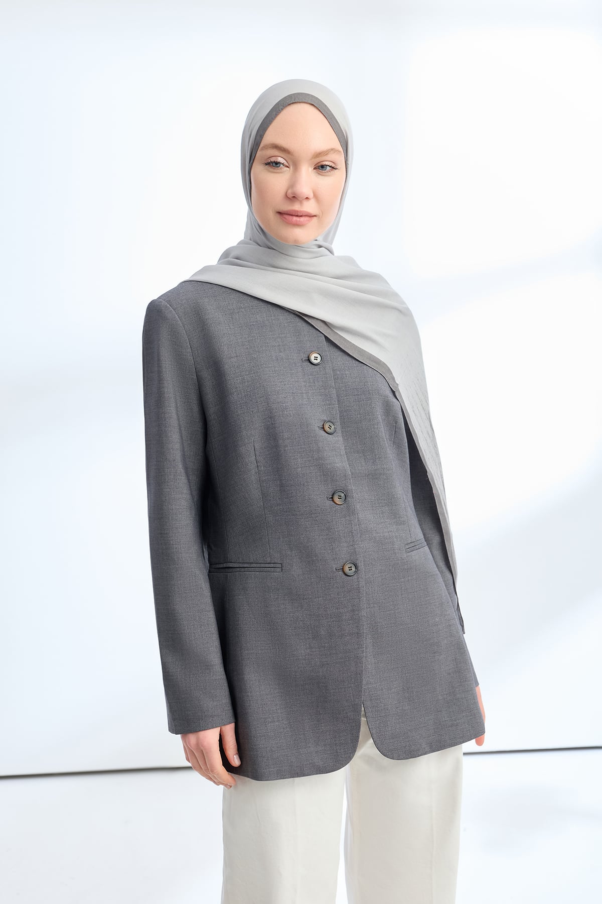 ELEGANT HARMONY LINORA DESEN ŞAL  - GRİ - FÜME
