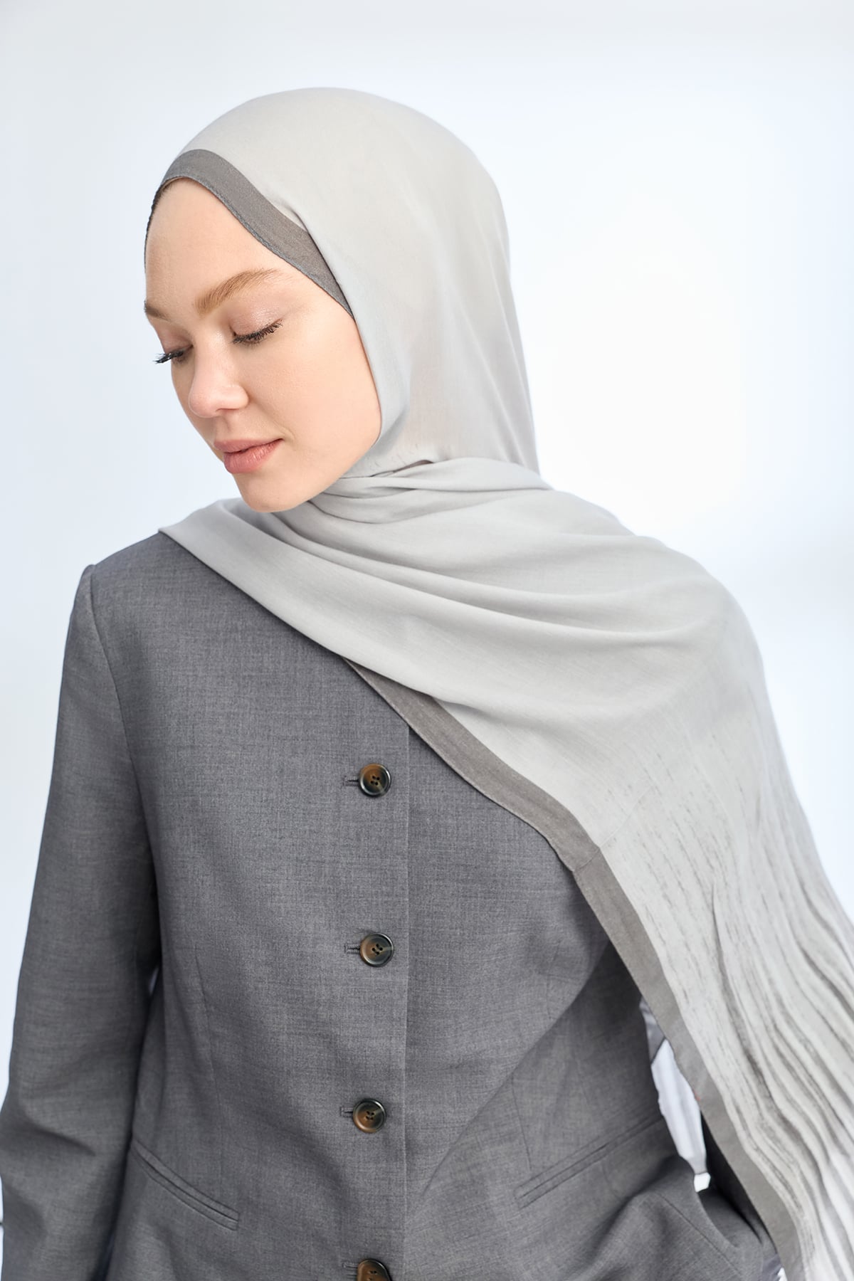 ELEGANT HARMONY LINORA DESEN ŞAL  - GRİ - FÜME
