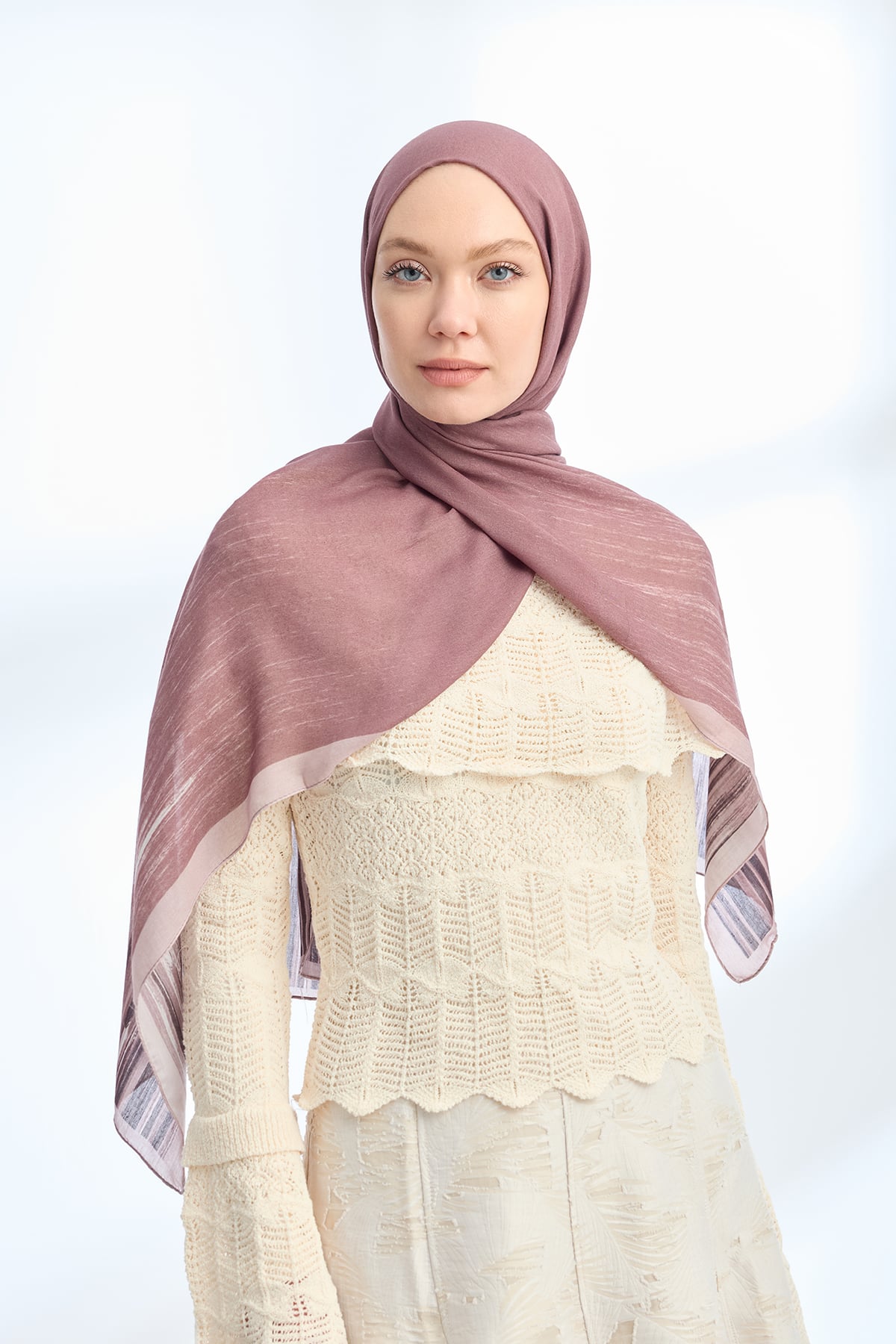 ELEGANT HARMONY LINORA DESEN ŞAL  - GÜL KURUSU