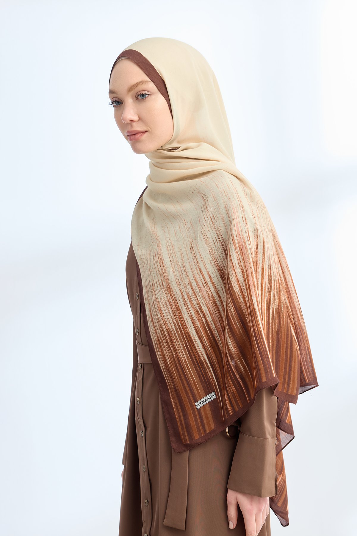 ELEGANT HARMONY LINORA DESEN ŞAL  - KAHVE