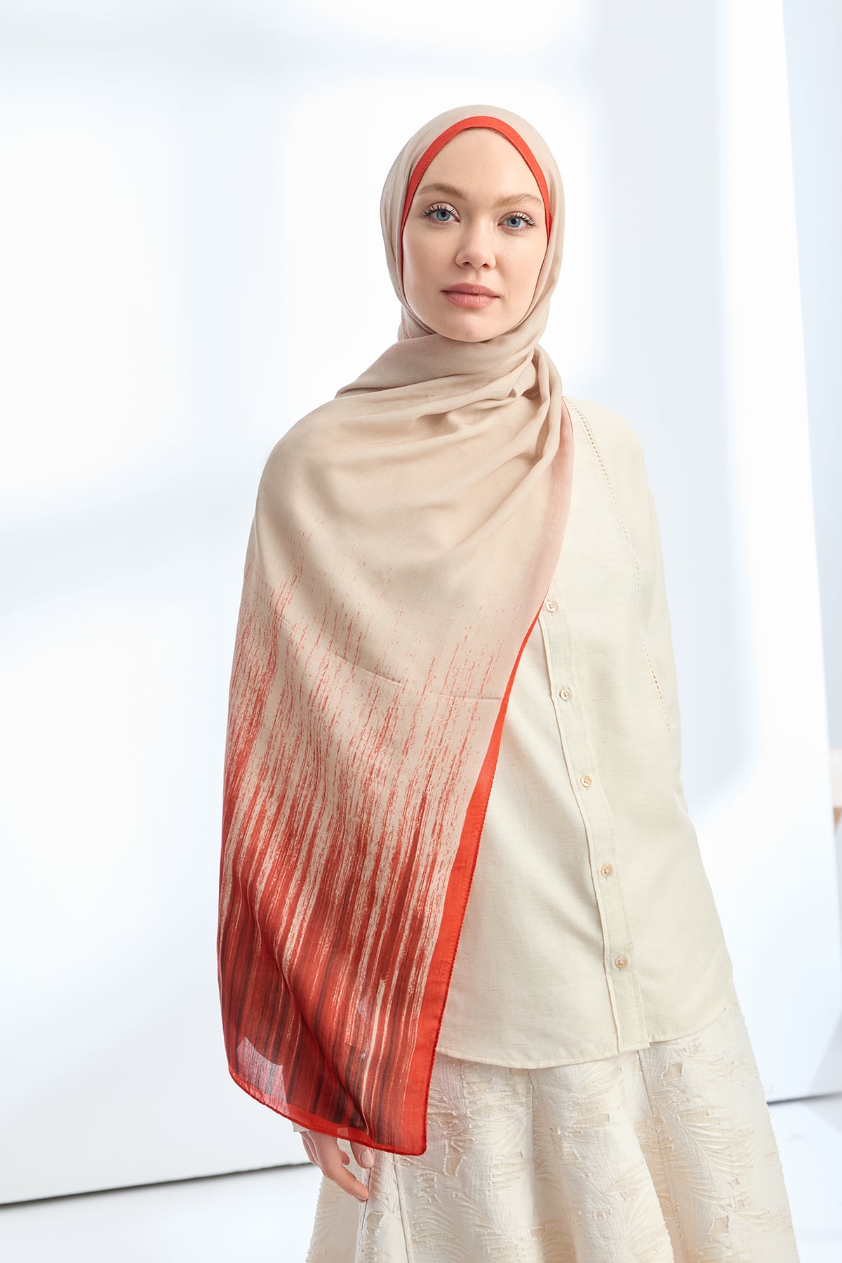 ELEGANT HARMONY LINORA DESEN ŞAL - KIRMIZI