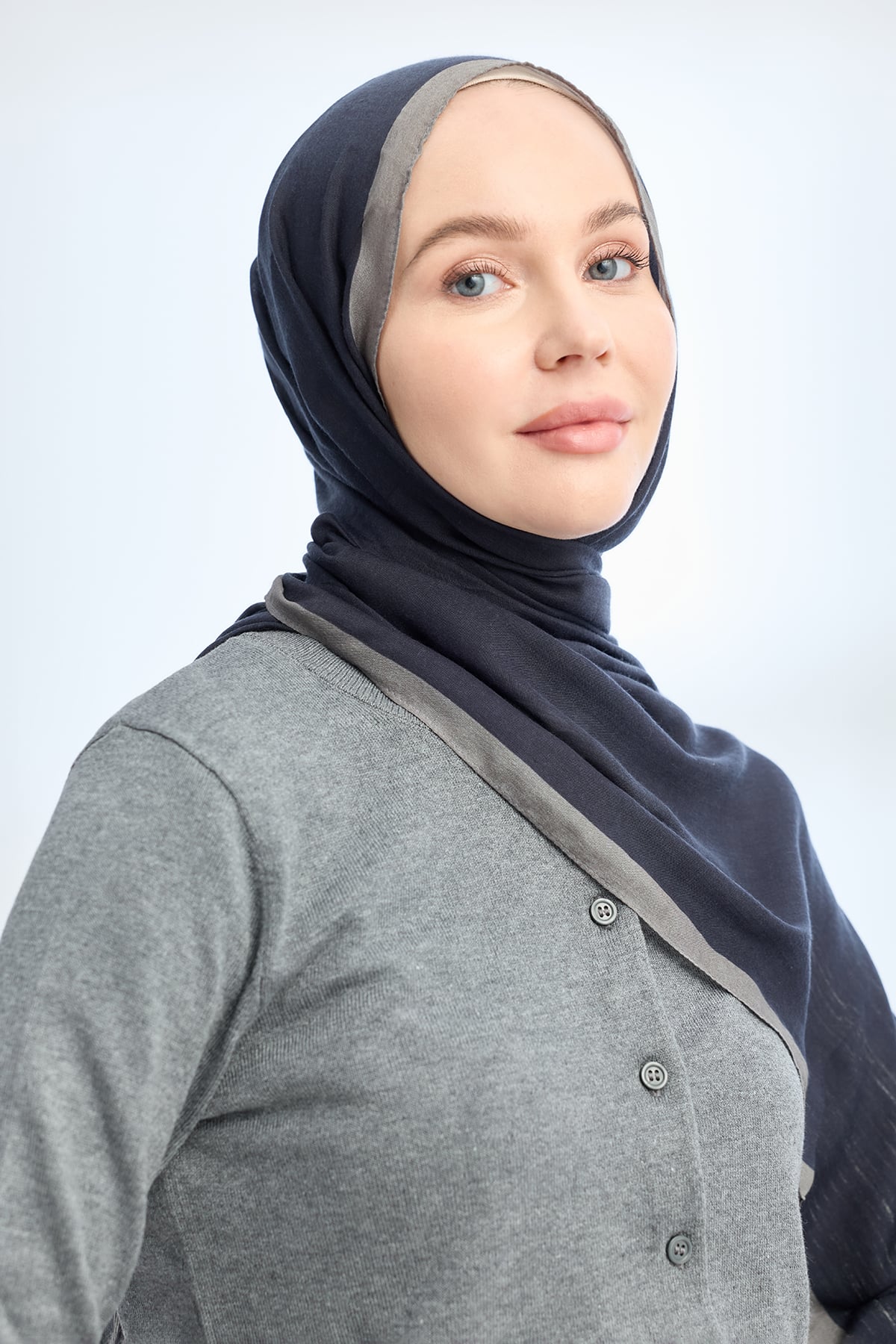 ELEGANT HARMONY LINORA DESEN ŞAL  - SİYAH - FÜME