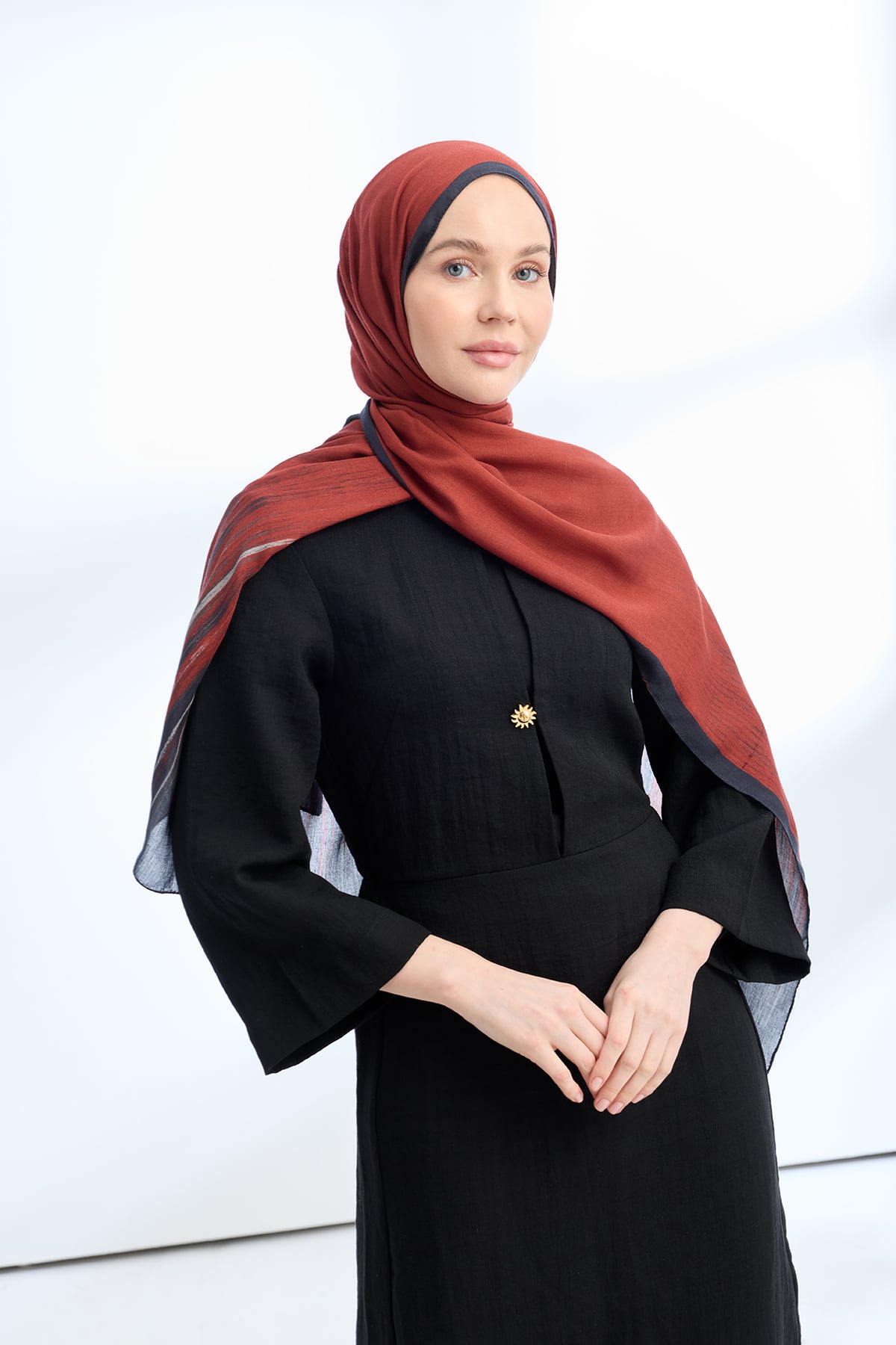 ELEGANT HARMONY LINORA DESEN ŞAL - SİYAH - BORDO