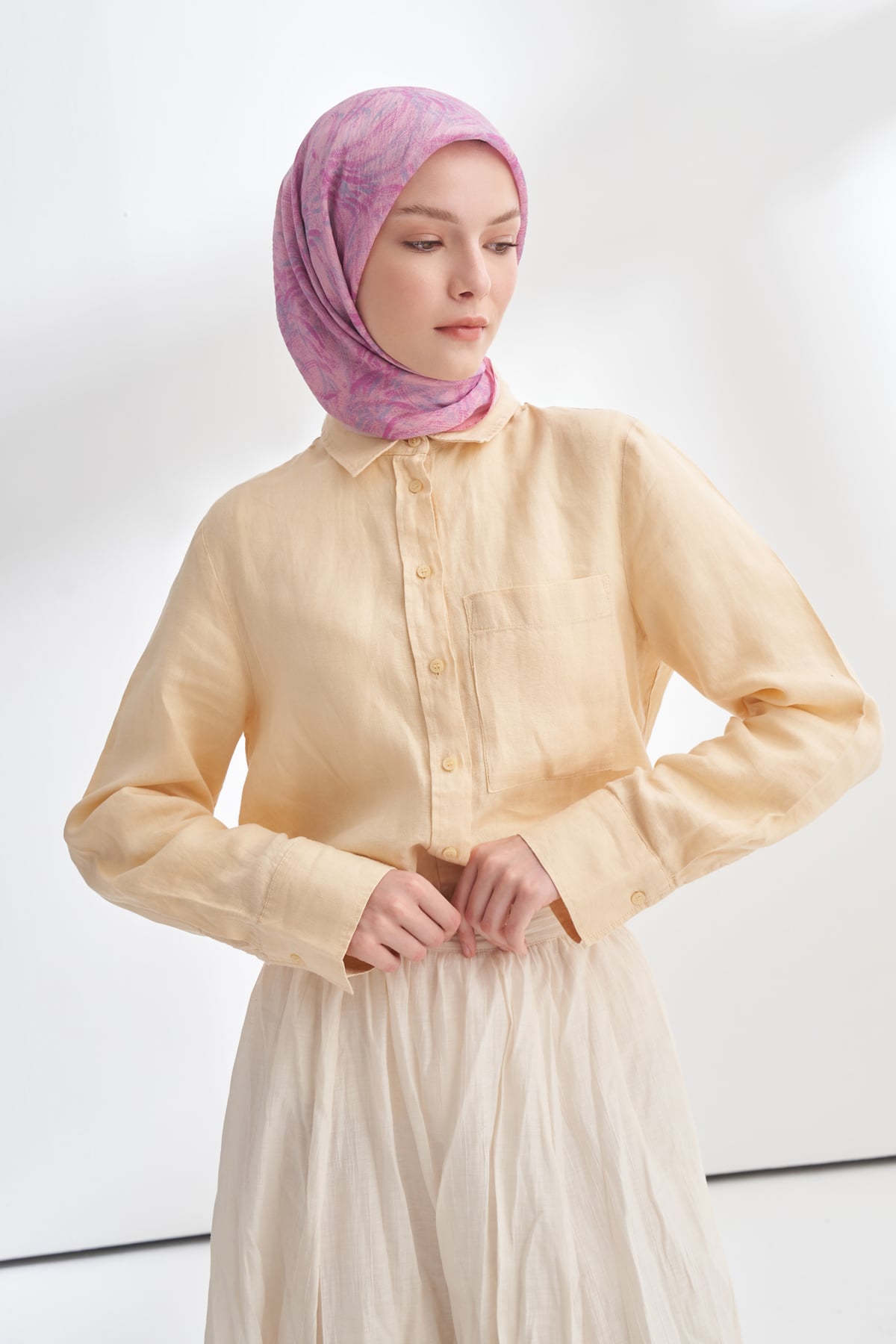 ENDLESS WAVES DESEN THE TENCEL EDIT EŞARP  - PUDRA