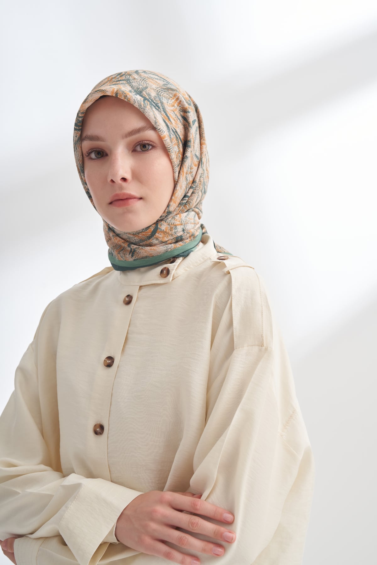 ENDLESS WAVES DESEN THE TENCEL EDIT EŞARP  - ÇAM YEŞİLİ