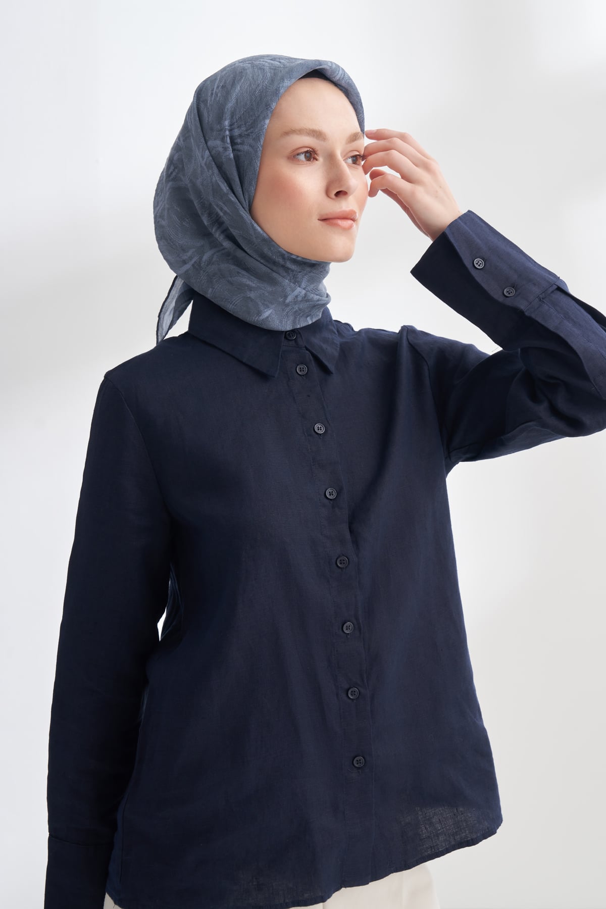 ENDLESS WAVES DESEN THE TENCEL EDIT EŞARP  - İNDİGO