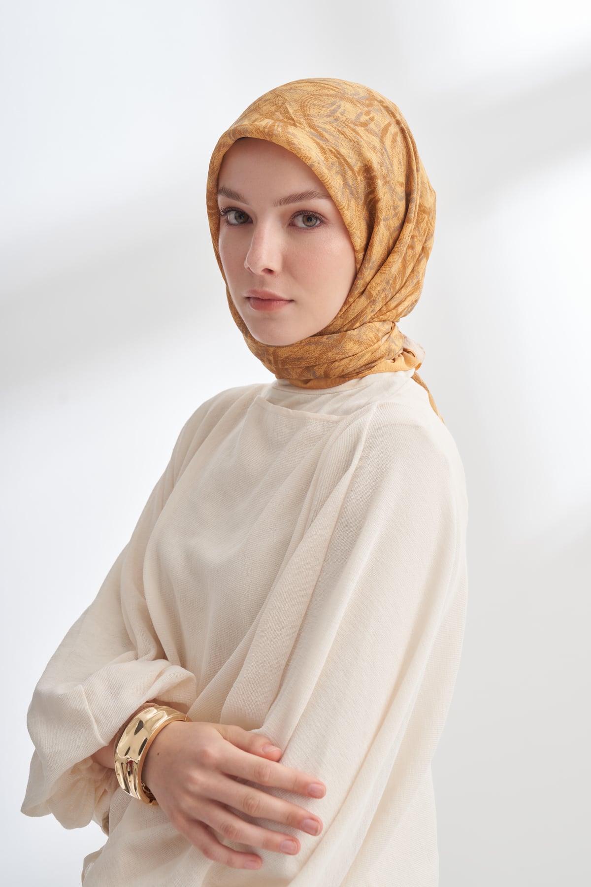 ENDLESS WAVES DESEN THE TENCEL EDIT EŞARP  - SAFRAN