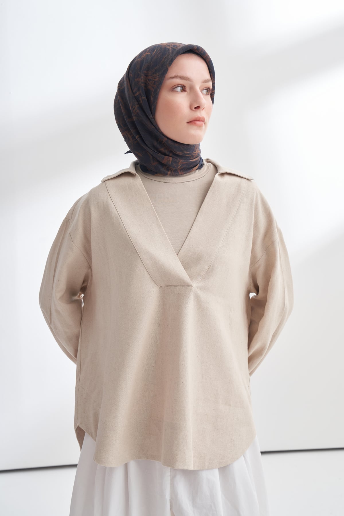 ENDLESS WAVES DESEN THE TENCEL EDIT EŞARP  - LACİVERT - DORE