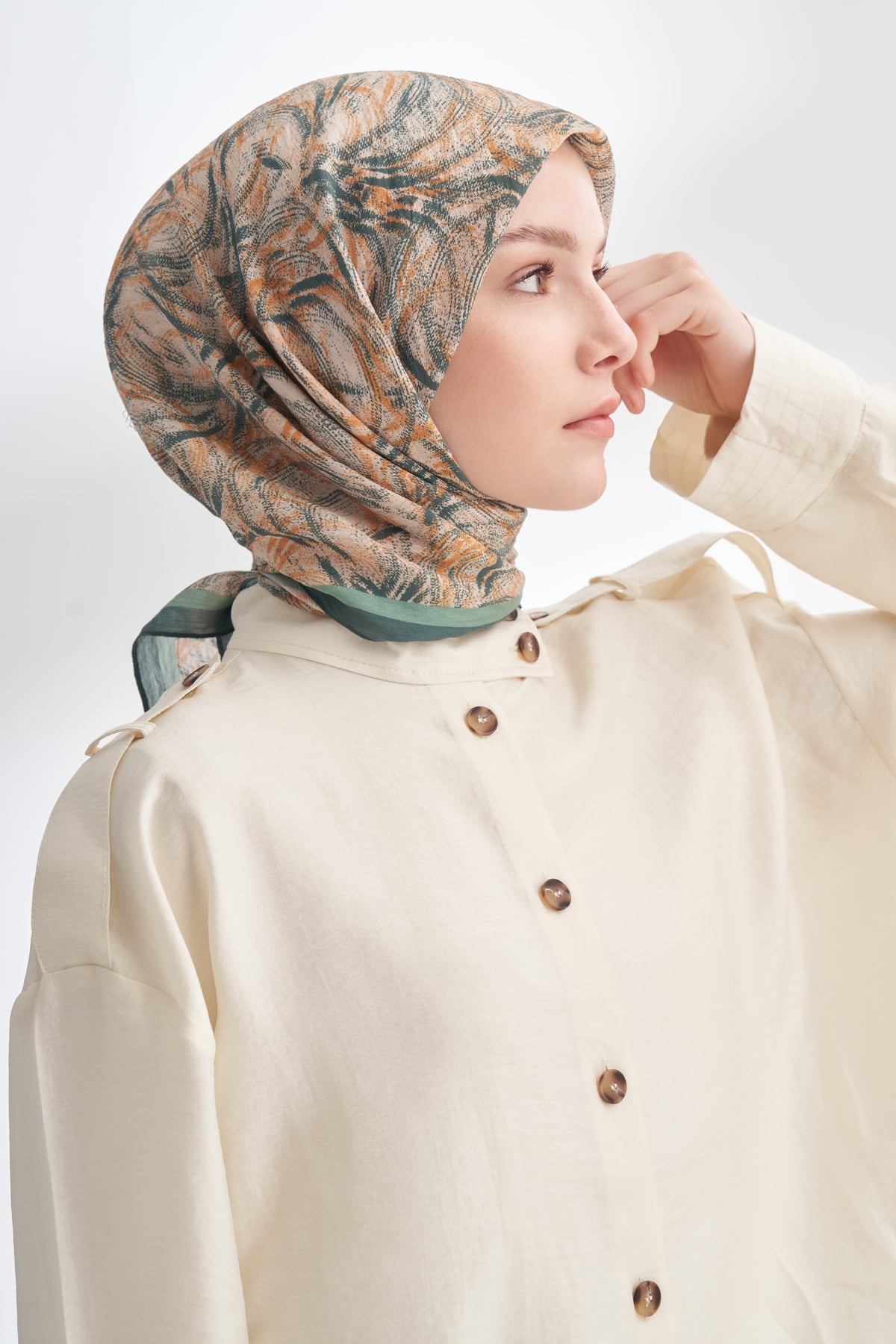 ENDLESS WAVES DESEN THE TENCEL EDIT EŞARP  - ÇAM YEŞİLİ