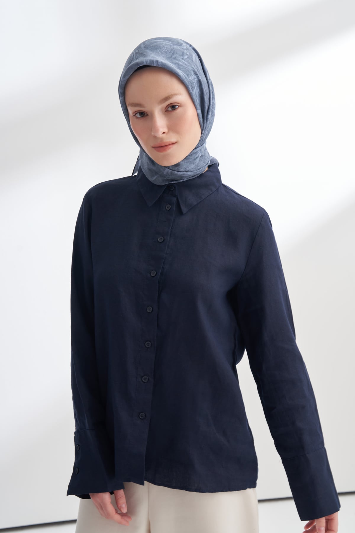 ENDLESS WAVES DESEN THE TENCEL EDIT EŞARP  - İNDİGO