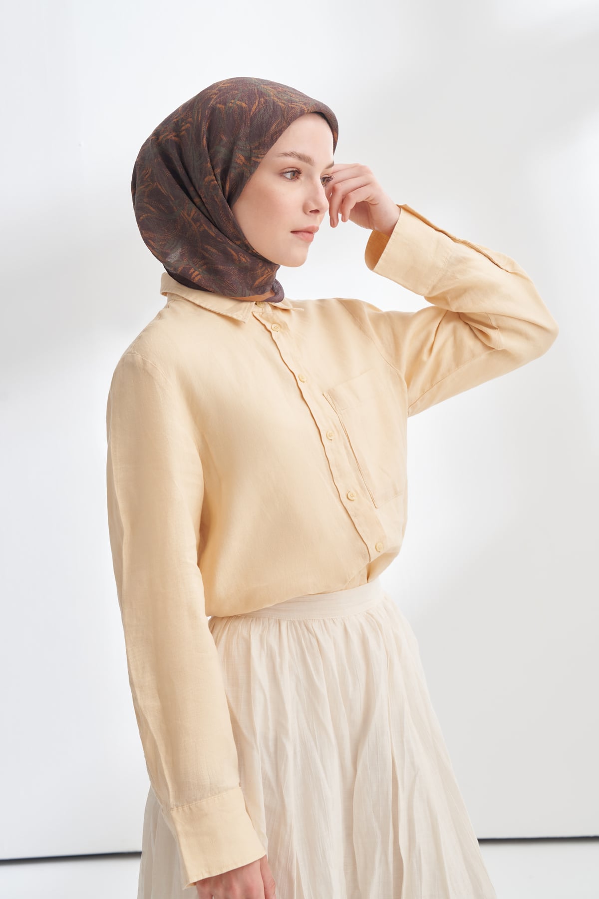 ENDLESS WAVES DESEN THE TENCEL EDIT EŞARP  - MARSALA