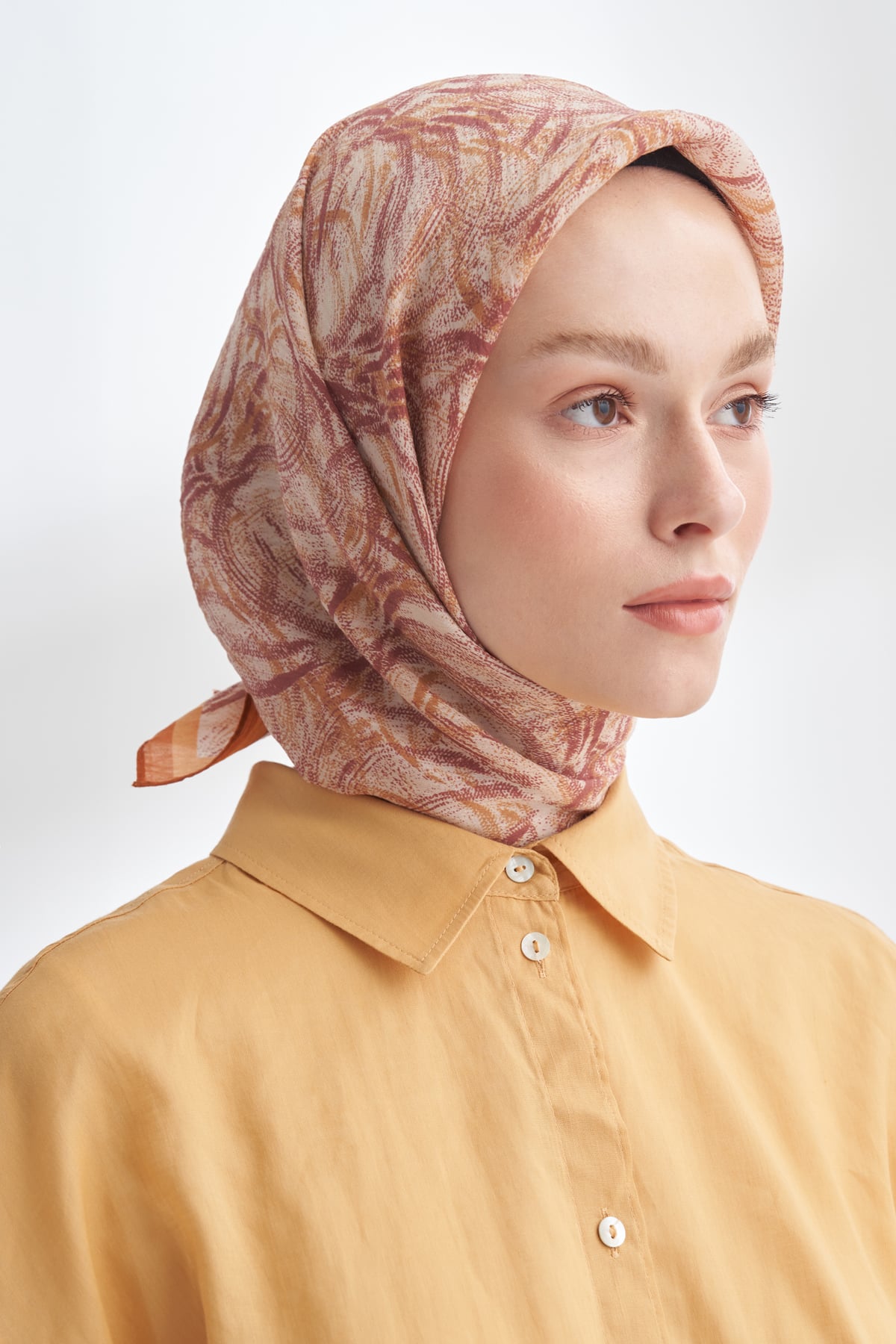 ENDLESS WAVES DESEN THE TENCEL EDIT EŞARP  - KARAMEL