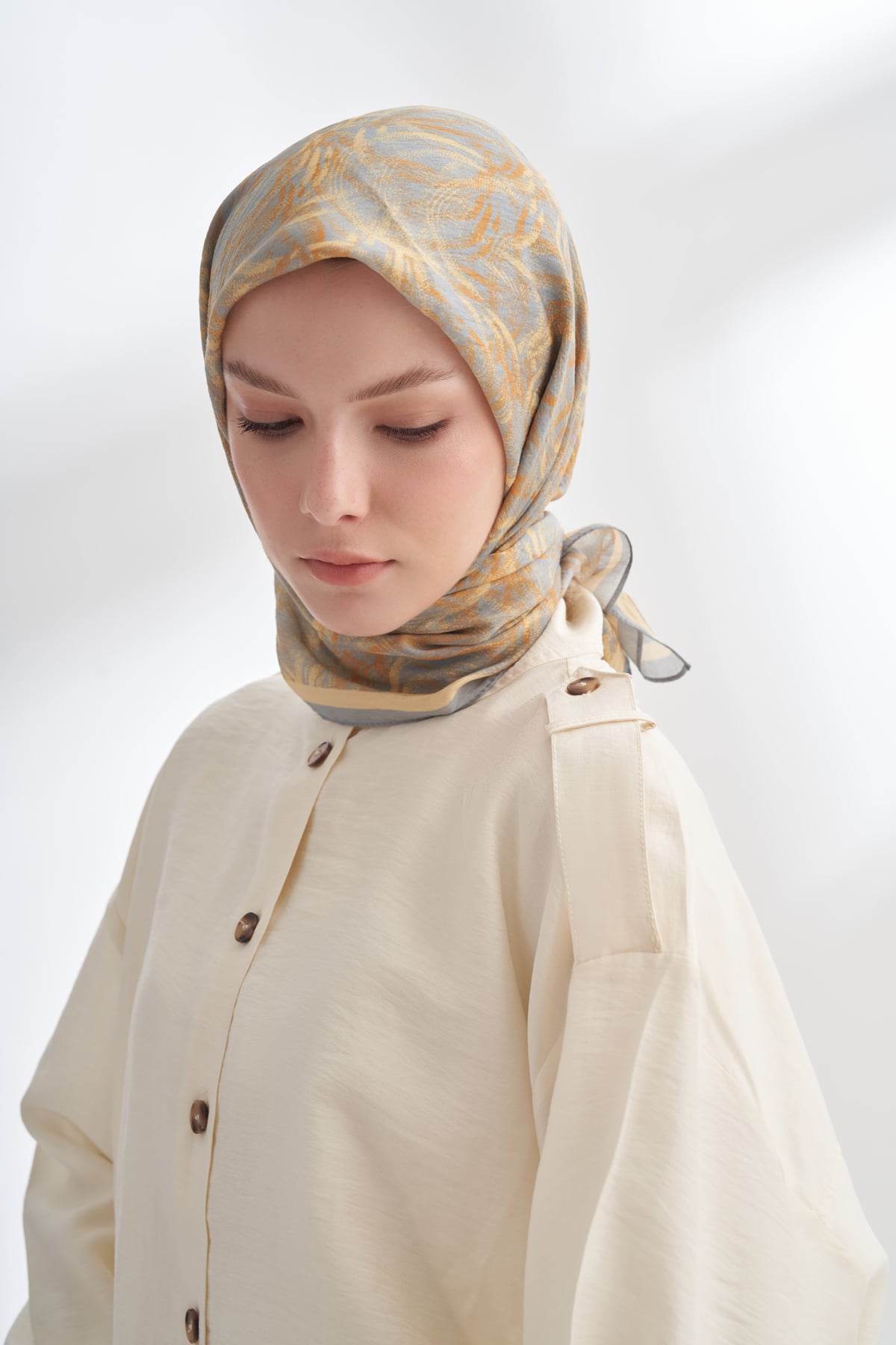 ENDLESS WAVES DESEN THE TENCEL EDIT EŞARP  - GRİ - SARI
