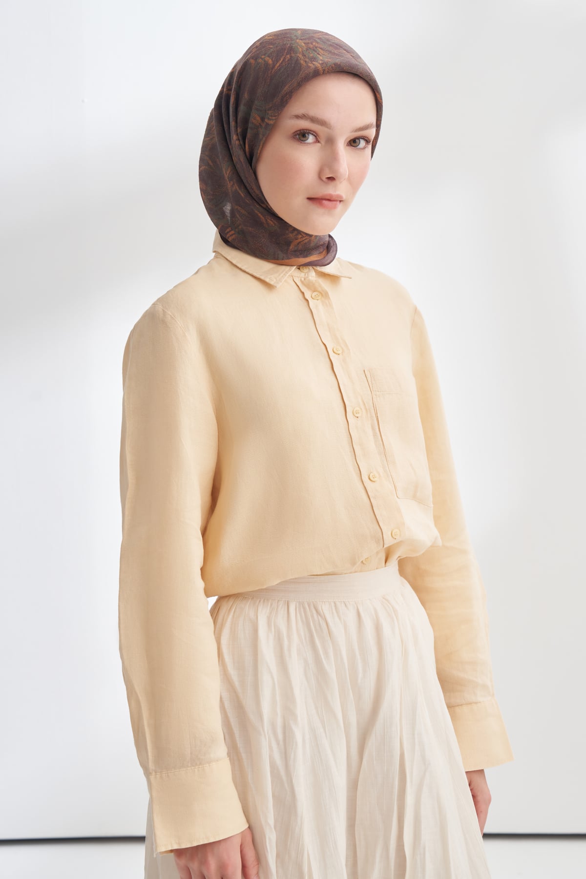 ENDLESS WAVES DESEN THE TENCEL EDIT EŞARP  - MARSALA