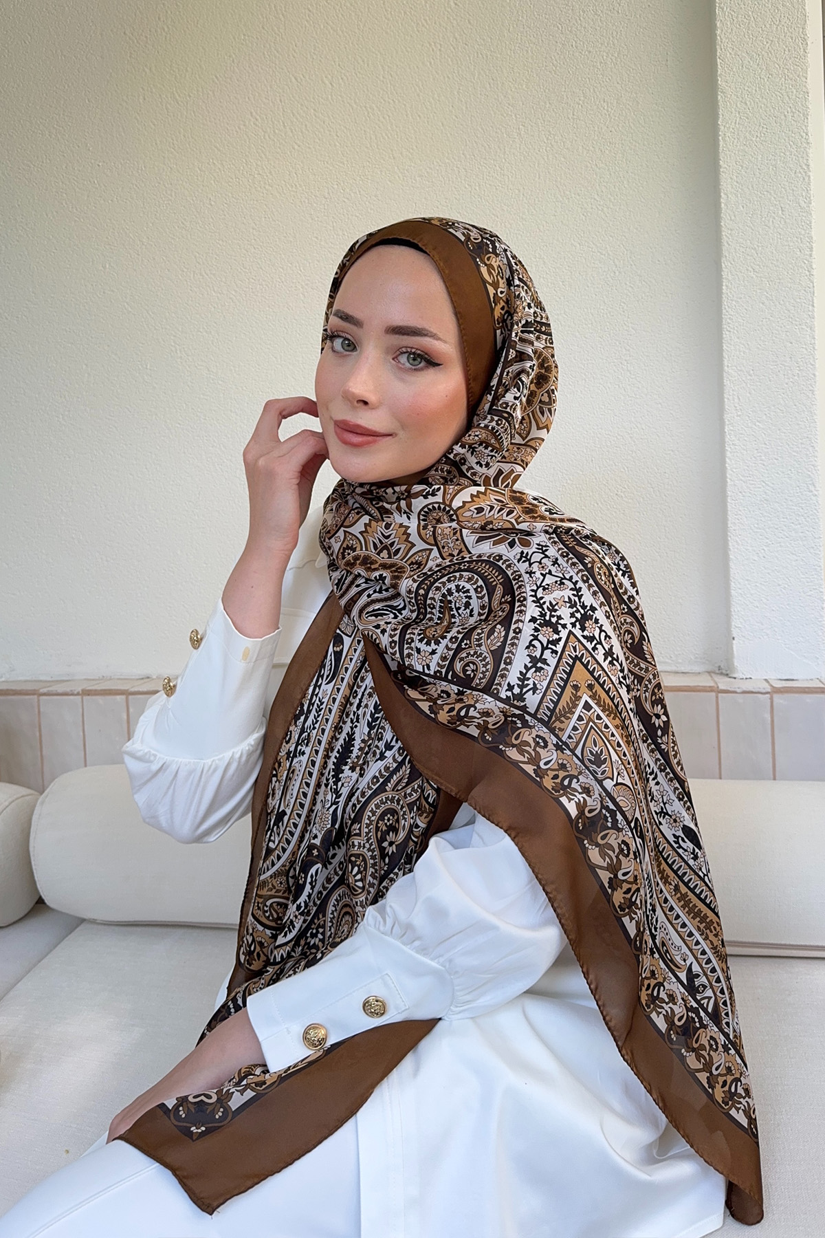 ETHNIC VUAL PASHMINA DESEN ŞAL - KAHVE