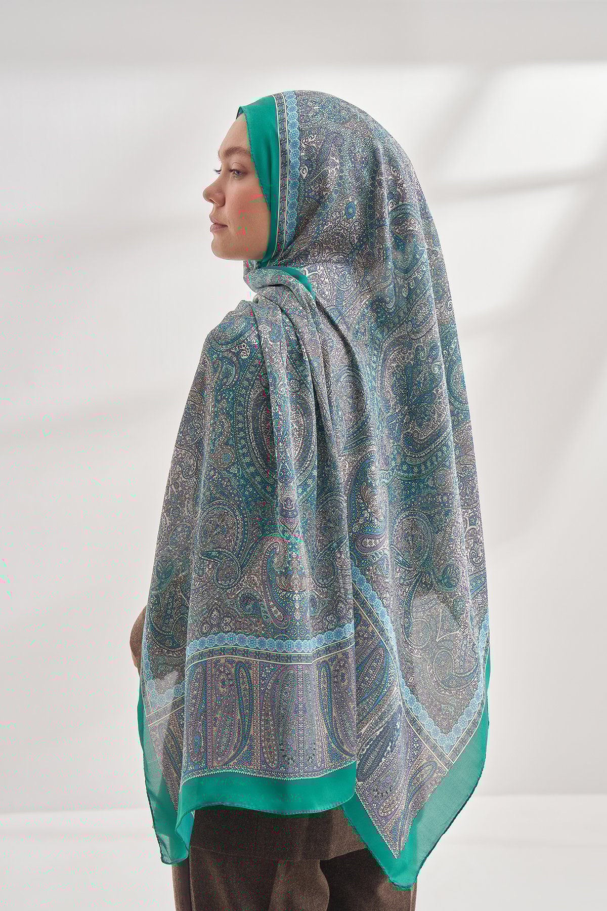 ETHNIC VUAL VINTAGE DESEN ŞAL - BENETTON YEŞİLİ